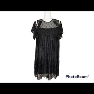 Foxiedox Black Babette Lace Cold Shoulder Medium BLACK NEW